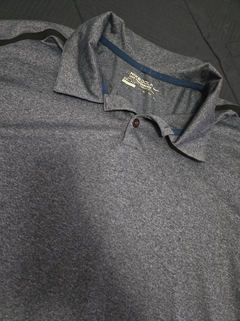 Nike Men's Heather Navy Tour Performance Polo Dri-fit 2xl